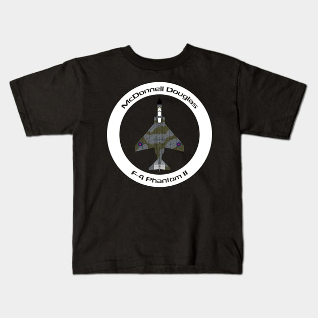 McDonnell Douglas F-4 Phantom II (RAF) Kids T-Shirt by BearCaveDesigns